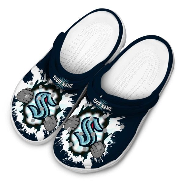 customized seattle kraken gripping hand clog latest model