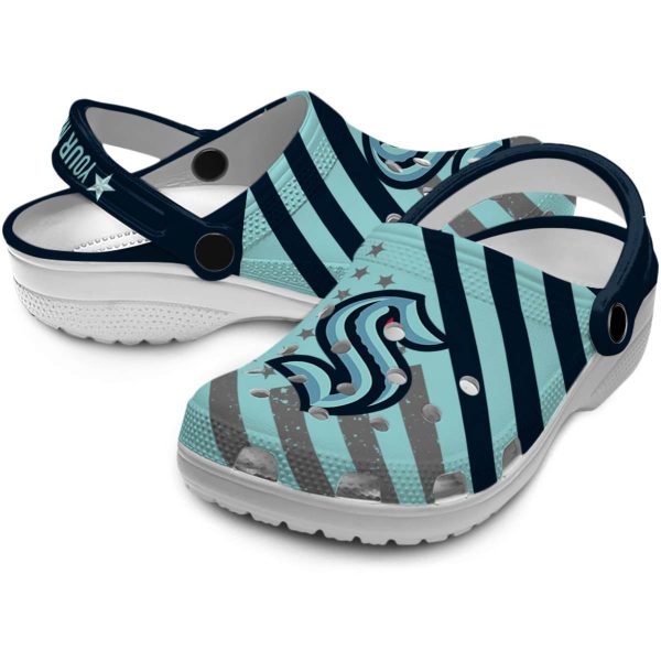 customized seattle kraken star spangled graphic clog high quality