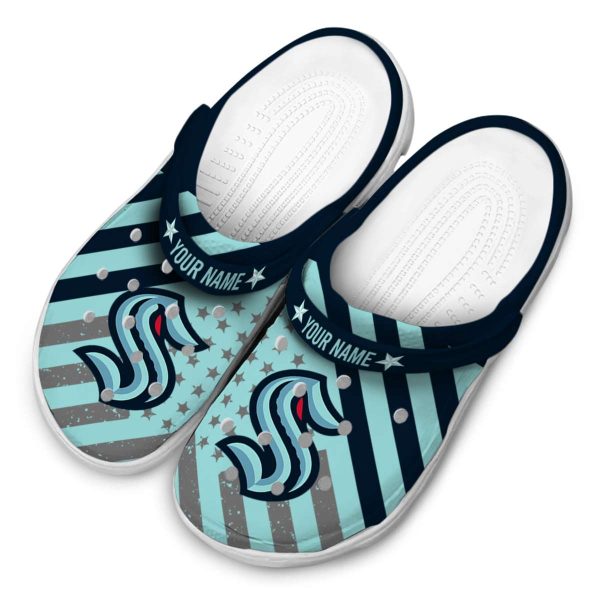customized seattle kraken star spangled graphic clog latest model