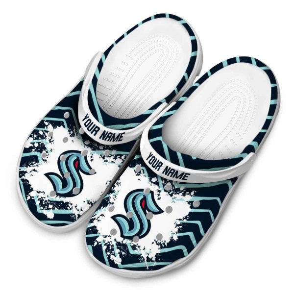 customized seattle kraken zigzag paint burst clog latest model