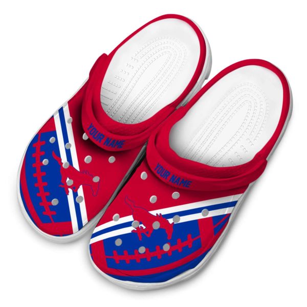 customized smu mustangs football motif clog latest model