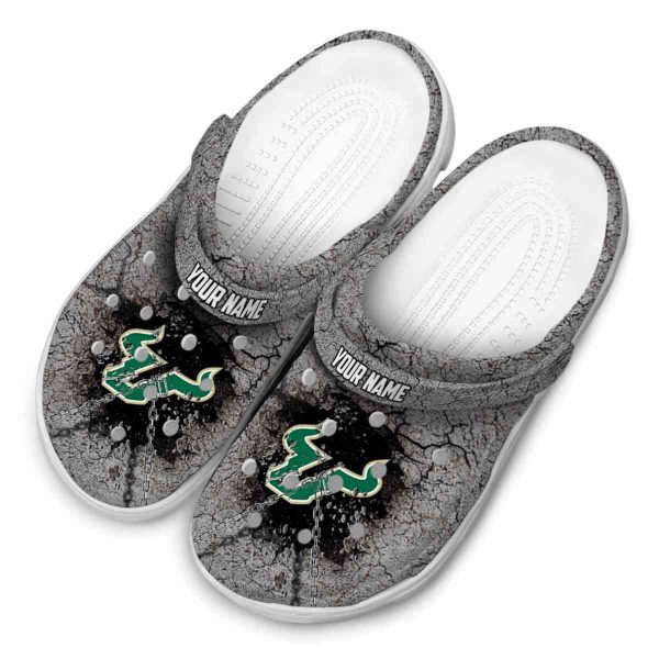 customized south florida bulls cracked ground texture clog latest model