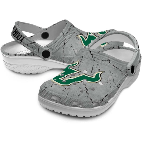 customized south florida bulls cracked texture clog high quality