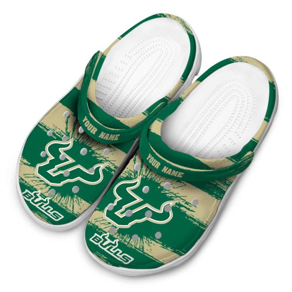 customized south florida bulls paint splatter graphics clog latest model