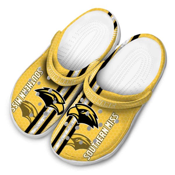 customized southern miss golden eagles contrasting stripes clog latest model