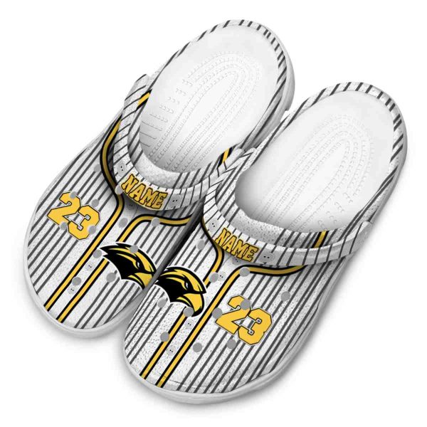 customized southern miss golden eagles pinstripe pattern clog latest model