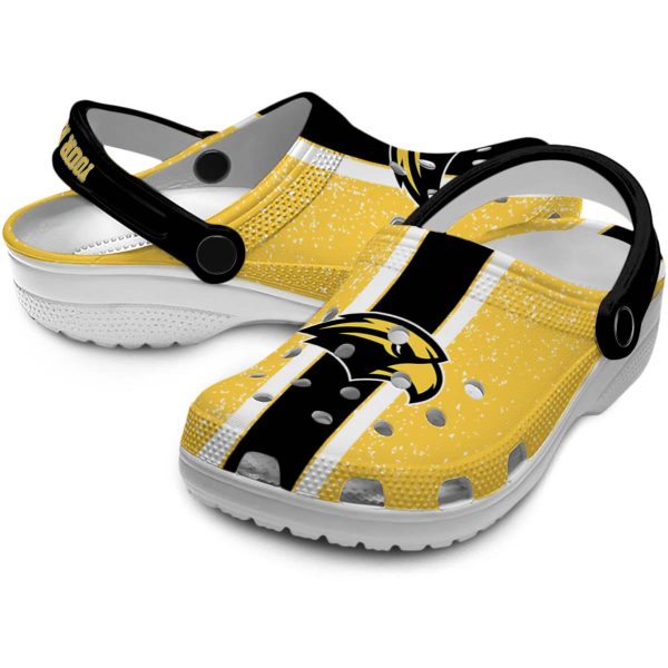 customized southern miss golden eagles vertical stripes clog high quality