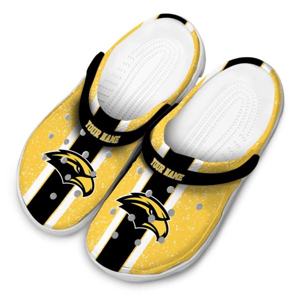 customized southern miss golden eagles vertical stripes clog latest model
