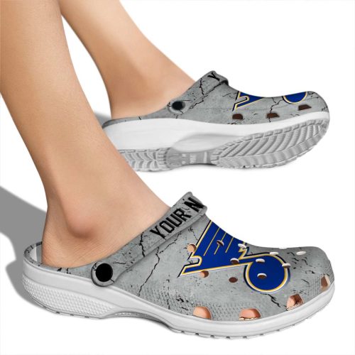 customized st louis blues cracked texture clog fashion forward
