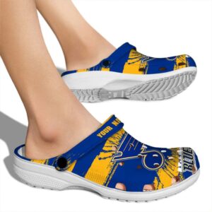 customized st louis blues paint splatter graphics clog fashion forward