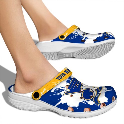 customized st louis blues splatter pattern clog fashion forward