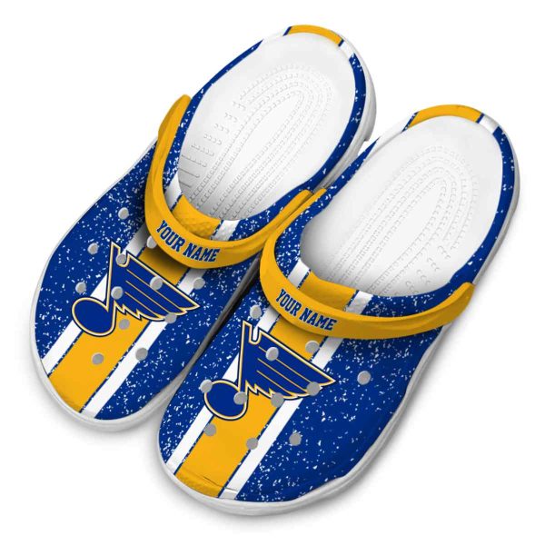 customized st louis blues vertical stripes clog latest model