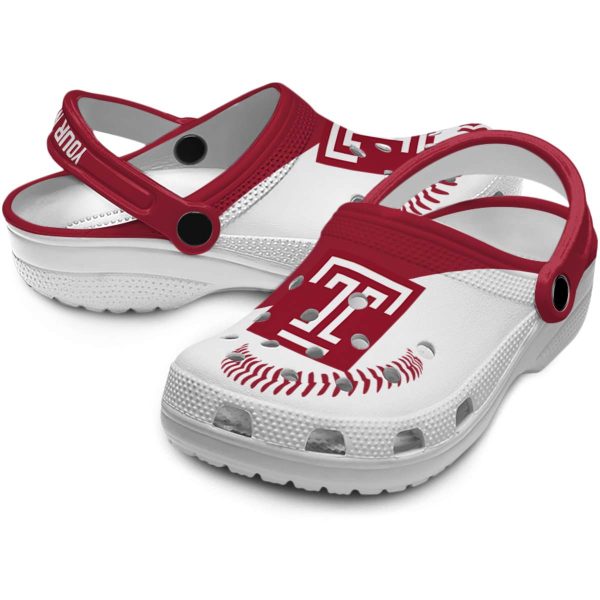 customized temple owls baseball motif clog high quality