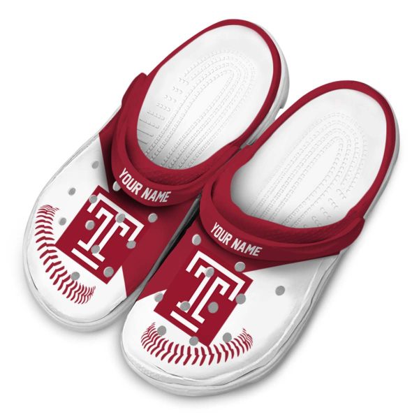 customized temple owls baseball motif clog latest model