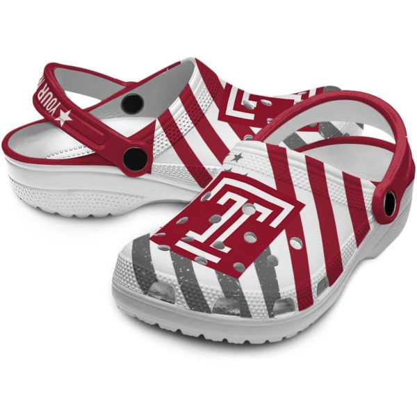 customized temple owls star spangled graphic clog high quality