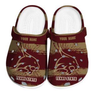 customized texas state bobcats paint splatter graphics clog best selling