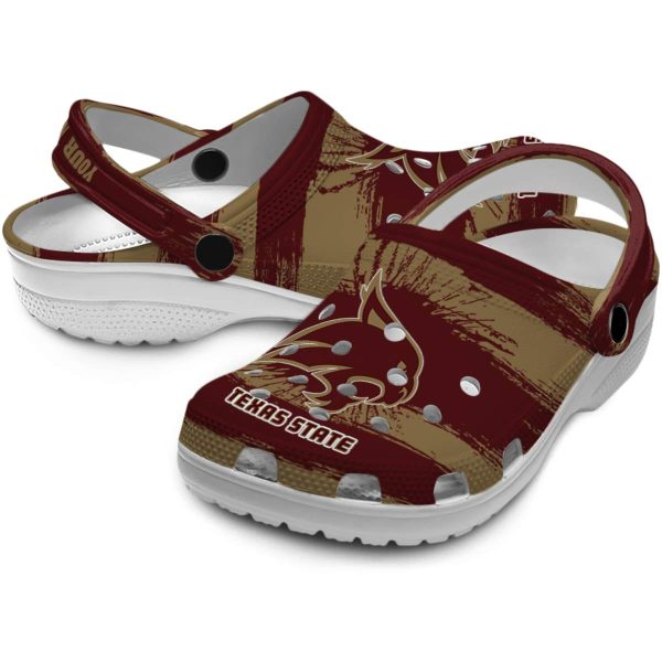 customized texas state bobcats paint splatter graphics clog high quality