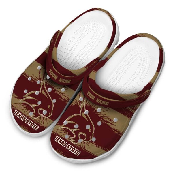 customized texas state bobcats paint splatter graphics clog latest model