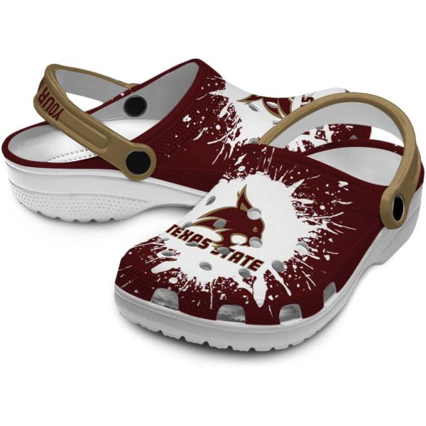 customized texas state bobcats splash art clog high quality