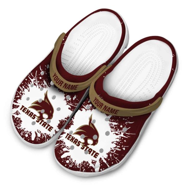 customized texas state bobcats splash art clog latest model