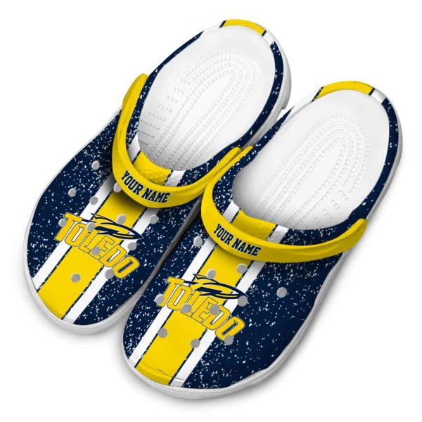 customized toledo rockets vertical stripes clog latest model