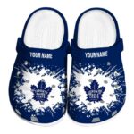 Customized Toronto Maple Leafs Splatter Background Clog 1 customized toronto maple leafs splatter background clog best selling