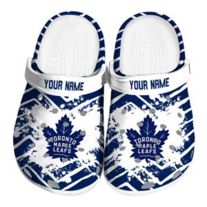 customized toronto maple leafs zigzag paint burst clog best selling