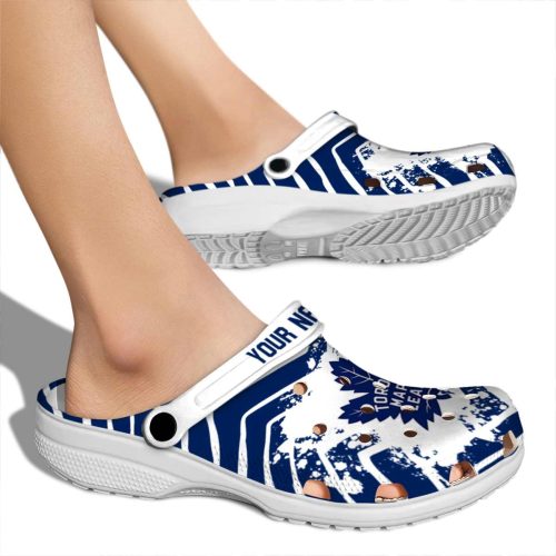 customized toronto maple leafs zigzag paint burst clog fashion forward