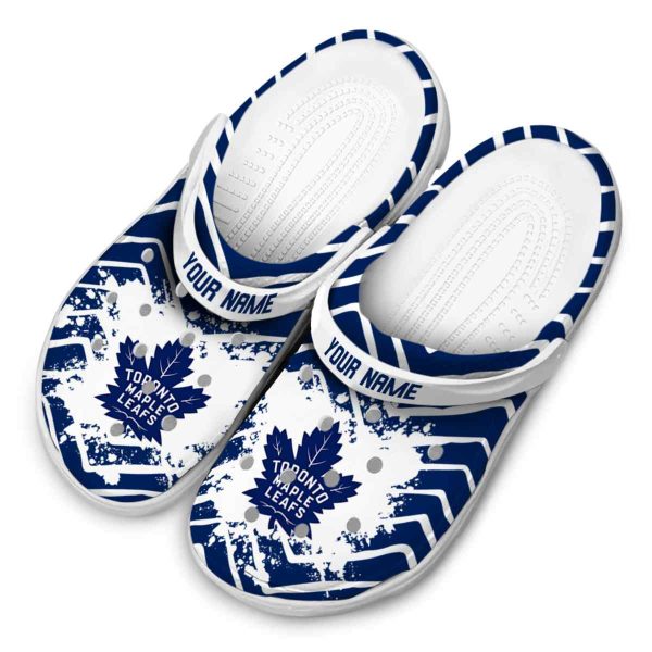 customized toronto maple leafs zigzag paint burst clog latest model