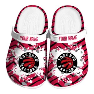 customized toronto raptors zigzag paint burst clog best selling