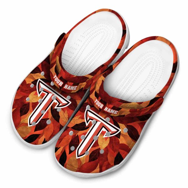 customized troy trojans autumn leaves clog latest model