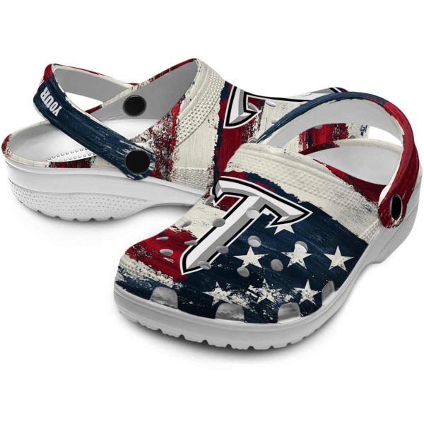 customized troy trojans patriotic stripes clog high quality