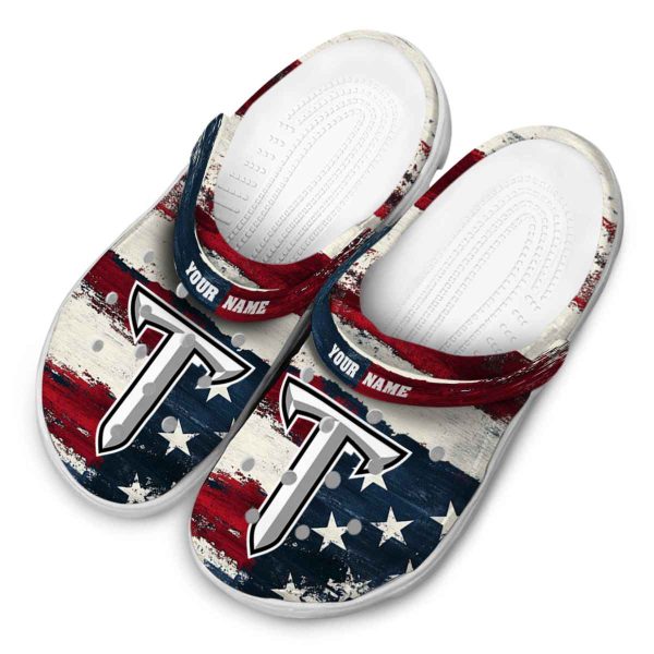 customized troy trojans patriotic stripes clog latest model