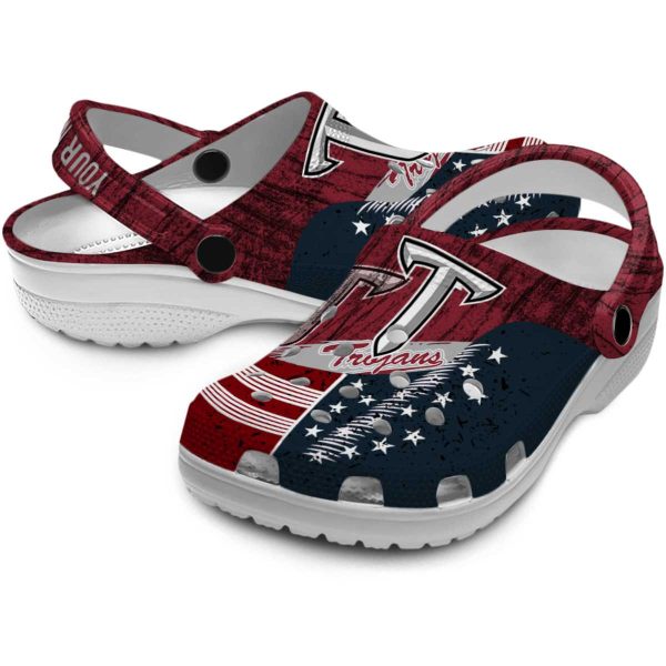 customized troy trojans star spangled side pattern clog high quality