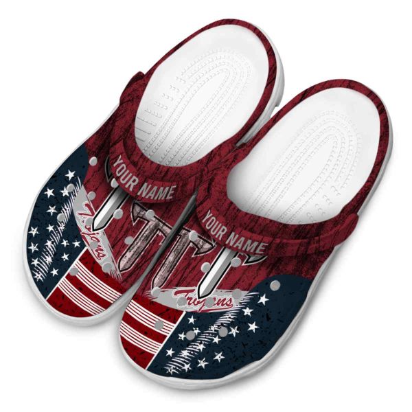 customized troy trojans star spangled side pattern clog latest model