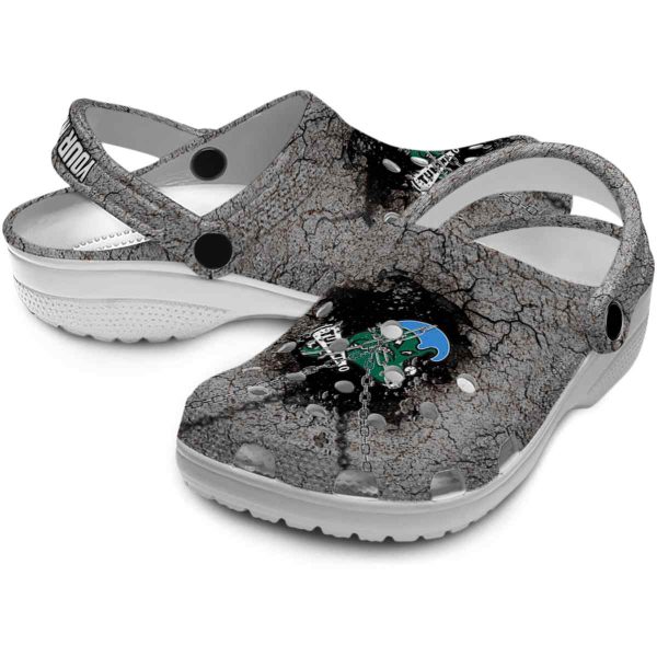 customized tulane green wave cracked ground texture clog high quality
