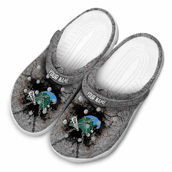 customized tulane green wave cracked ground texture clog latest model