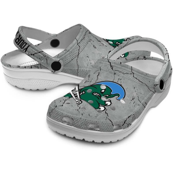 customized tulane green wave cracked texture clog high quality