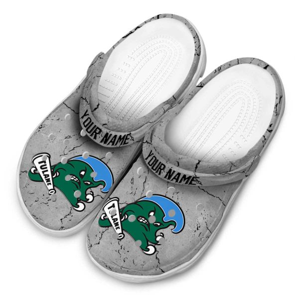 customized tulane green wave cracked texture clog latest model