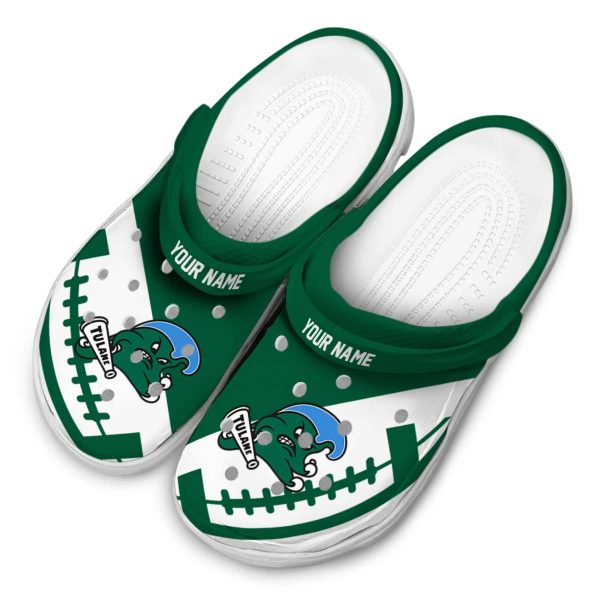customized tulane green wave football motif clog latest model