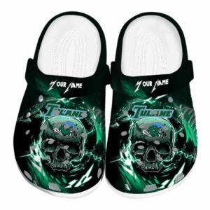 customized tulane green wave gothic skull clog best selling