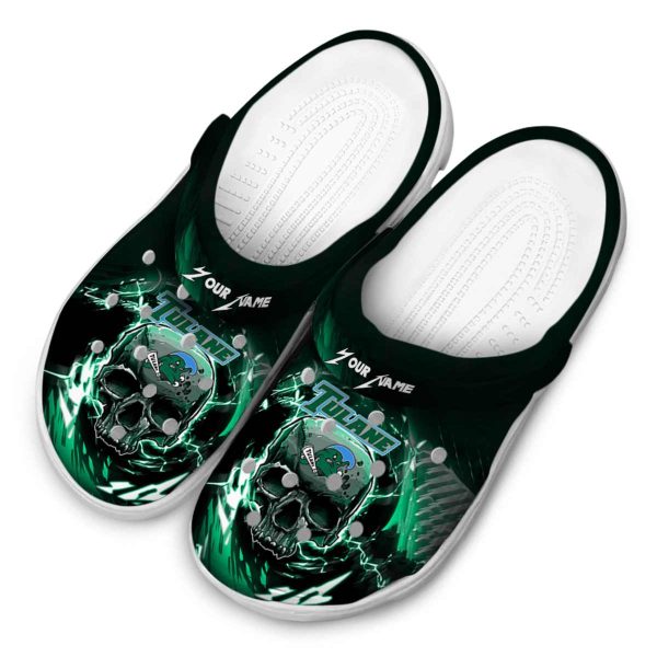customized tulane green wave gothic skull clog latest model