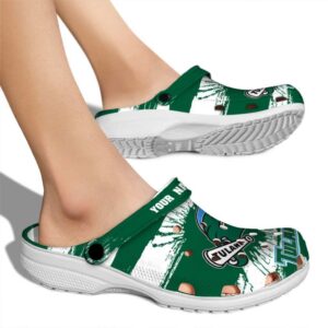 customized tulane green wave paint splatter graphics clog fashion forward