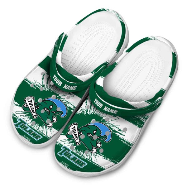 customized tulane green wave paint splatter graphics clog latest model