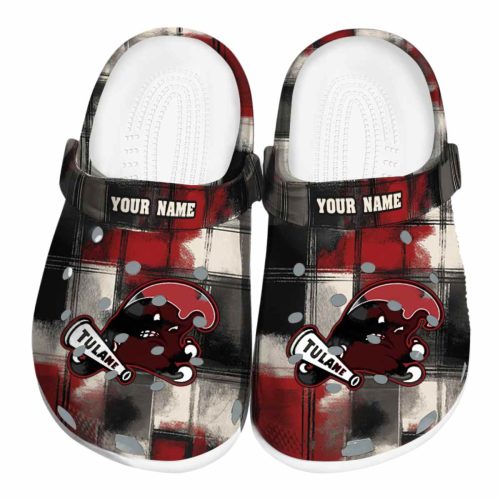 customized tulane green wave plaid fusion clog best selling