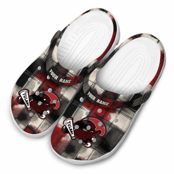 customized tulane green wave plaid fusion clog latest model
