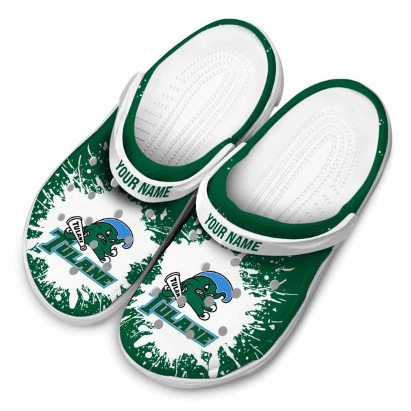 customized tulane green wave splash art clog latest model
