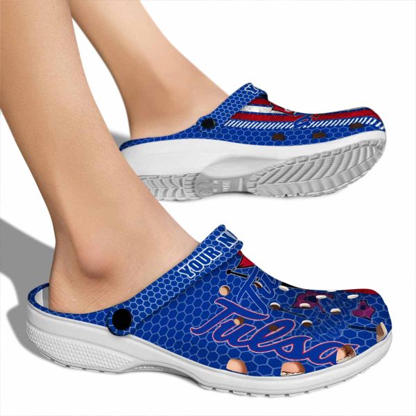 customized tulsa golden hurricane contrasting stripes clog fashion forward