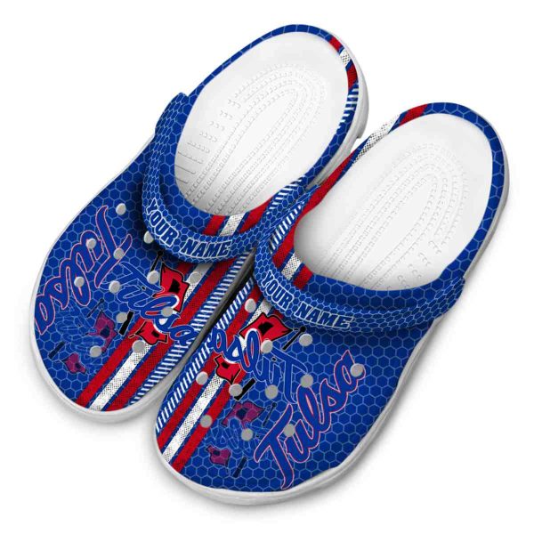 customized tulsa golden hurricane contrasting stripes clog latest model