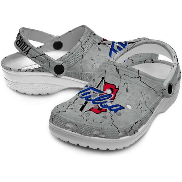 customized tulsa golden hurricane cracked texture clog high quality